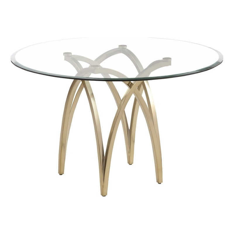 Best Quality Furniture 48x48 Clear Tempered Glass Dining Table with Matte Chrome