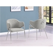 Best Quality Furniture Rich Gray Teddy Boucle Fabric Side Chairs with Chrome