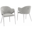 Best Quality Furniture Rich Gray Teddy Boucle Fabric Side Chairs with Chrome