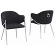 Best Quality Furniture Black Teddy Boucle Fabric Side Chairs with Chrome