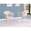 Best Quality Furniture Cream Teddy Boucle Fabric Side Chairs with Chrome