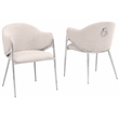 Best Quality Furniture Cream Teddy Boucle Fabric Side Chairs with Chrome