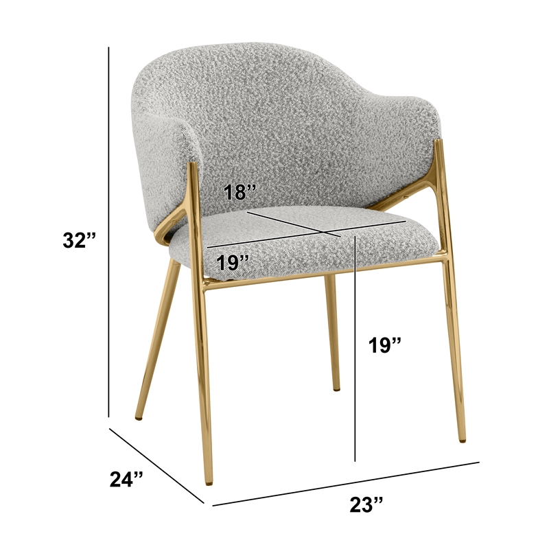 Best Quality Furniture Rich Gray Teddy Boucle Fabric Side Chairs with Chrome