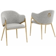 Best Quality Furniture Rich Gray Teddy Boucle Fabric Side Chairs with Chrome