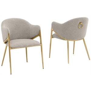 Best Quality Furniture Gray Teddy Boucle Fabric Side Chairs with Chrome