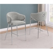 Best Quality Furniture Rich Gray Teddy Boucle Fabric Counterheights with Chrome