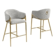 Best Quality Furniture Rich Gray Teddy Boucle Fabric Counterheights with Chrome