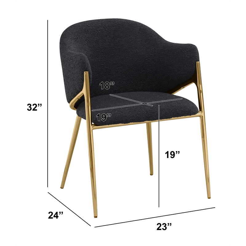 Best Quality Furniture Black Teddy Boucle Fabric Side Chairs with Chrome