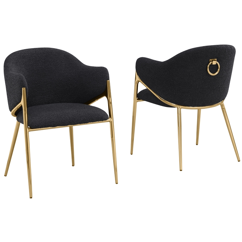 Best Quality Furniture Black Teddy Boucle Fabric Side Chairs with Chrome