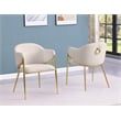 Best Quality Furniture Cream Teddy Boucle Fabric Side Chairs with Chrome