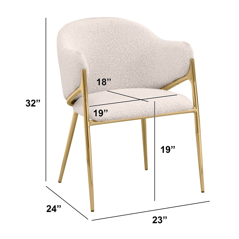 Best Quality Furniture Cream Teddy Boucle Fabric Side Chairs with Chrome