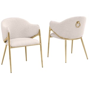 Best Quality Furniture Cream Teddy Boucle Fabric Side Chairs with Chrome