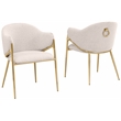 Best Quality Furniture Cream Teddy Boucle Fabric Side Chairs with Chrome