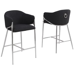 Best Quality Furniture Black Teddy Boucle Fabric Barstools with Chrome