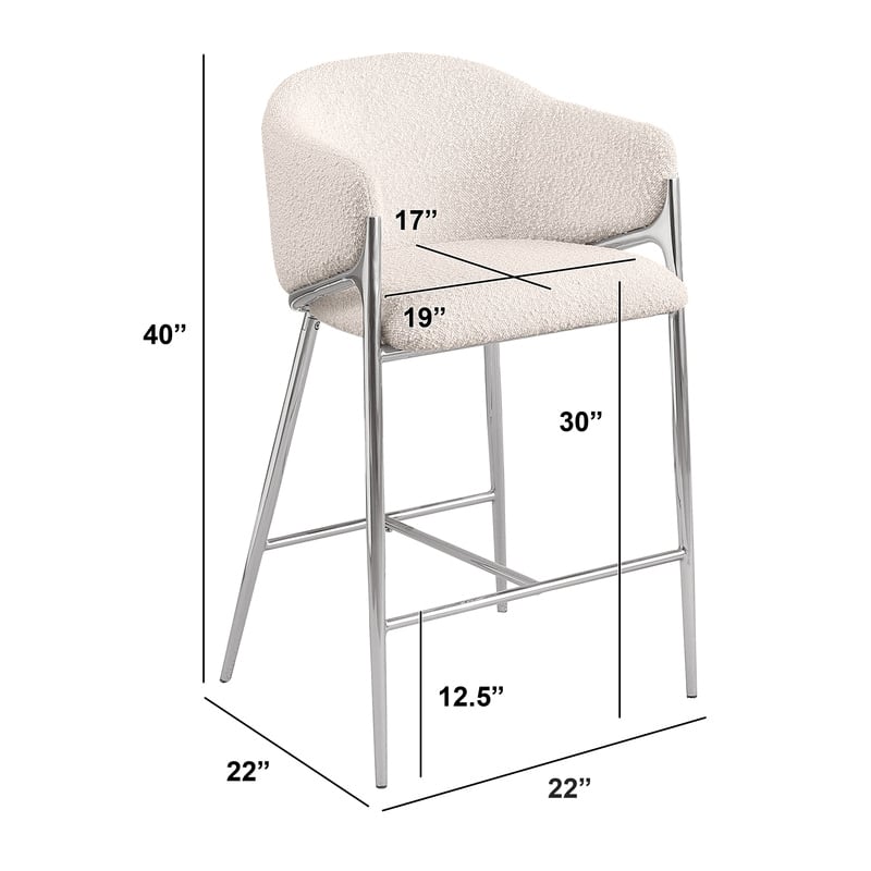 Best Quality Furniture Cream Teddy Boucle Fabric Barstools with Chrome
