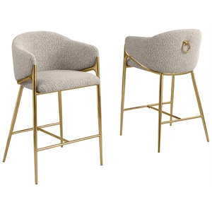 Best Quality Furniture Gray Teddy Boucle Fabric Barstools with Chrome