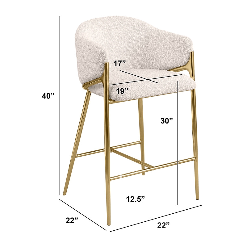 Best Quality Furniture Cream Teddy Boucle Fabric Barstools with Chrome