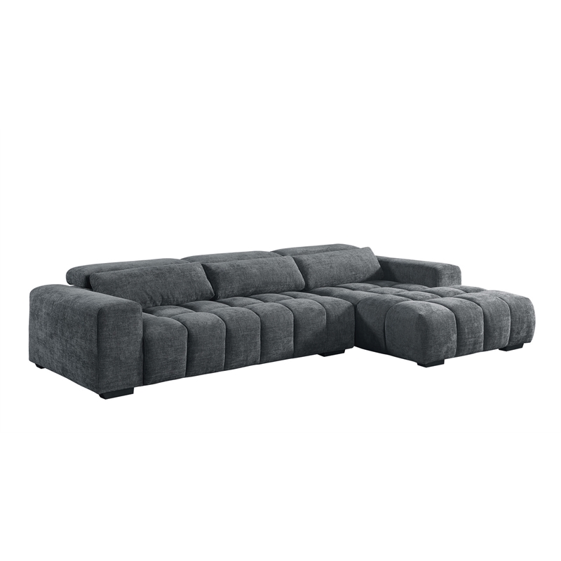 Best Quality Furniture Sectional with Right Facing Chaise in Dark Gray Chenille