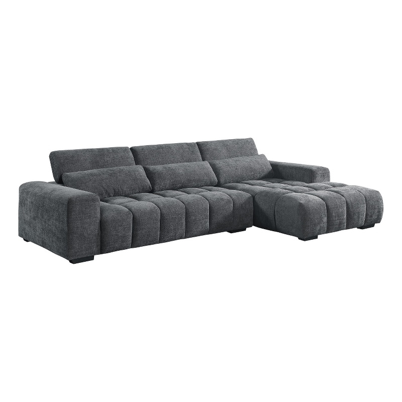 Best Quality Furniture Sectional with Right Facing Chaise in Dark Gray Chenille
