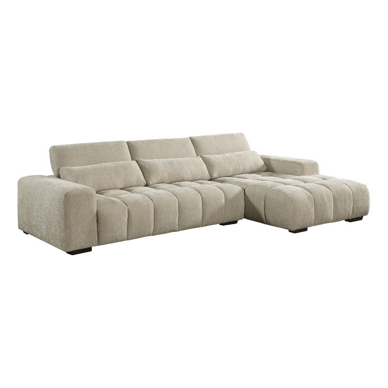 Best Quality Furniture Sectional with Right Facing Chaise in Beige Chenille