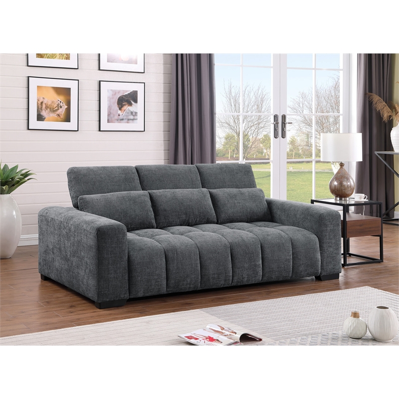 Best Quality Furniture 3 Seater Sofa in Dark Gray Chenille Fabric