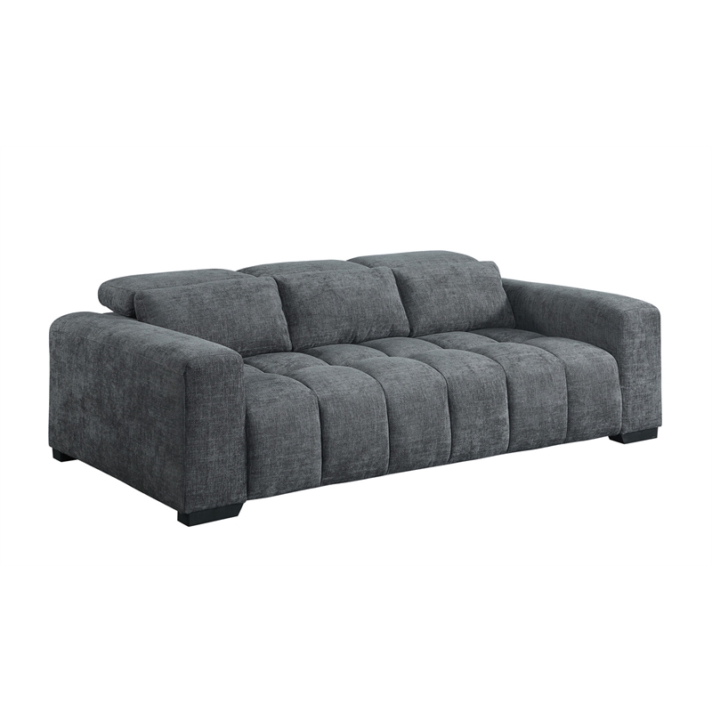 Best Quality Furniture 3 Seater Sofa in Dark Gray Chenille Fabric