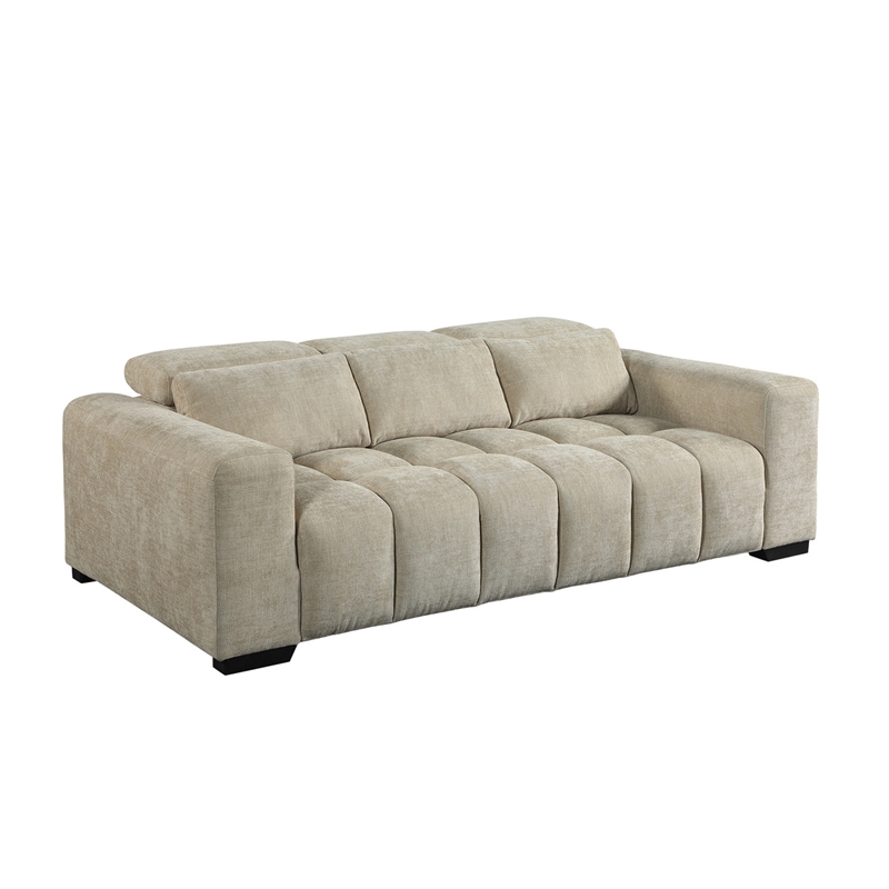 Best Quality Furniture 3 Seater Sofa in Beige Chenille Fabric