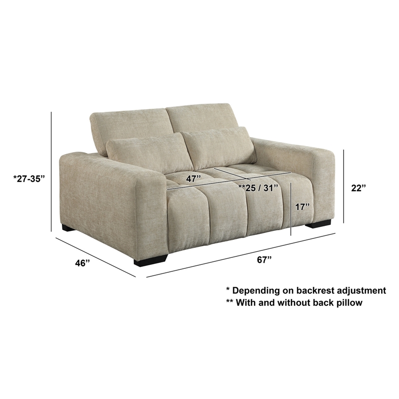 Best Quality Furniture 2pc Sofa and Loveseat Set in Beige Chenille Fabric