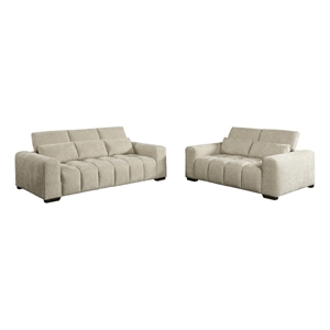 Best Quality Furniture 2pc Sofa and Loveseat Set in Beige Chenille Fabric