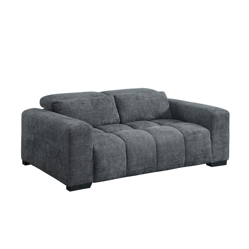 Best Quality Furniture 2 Seater Loveseat in Dark Gray Chenille Fabric