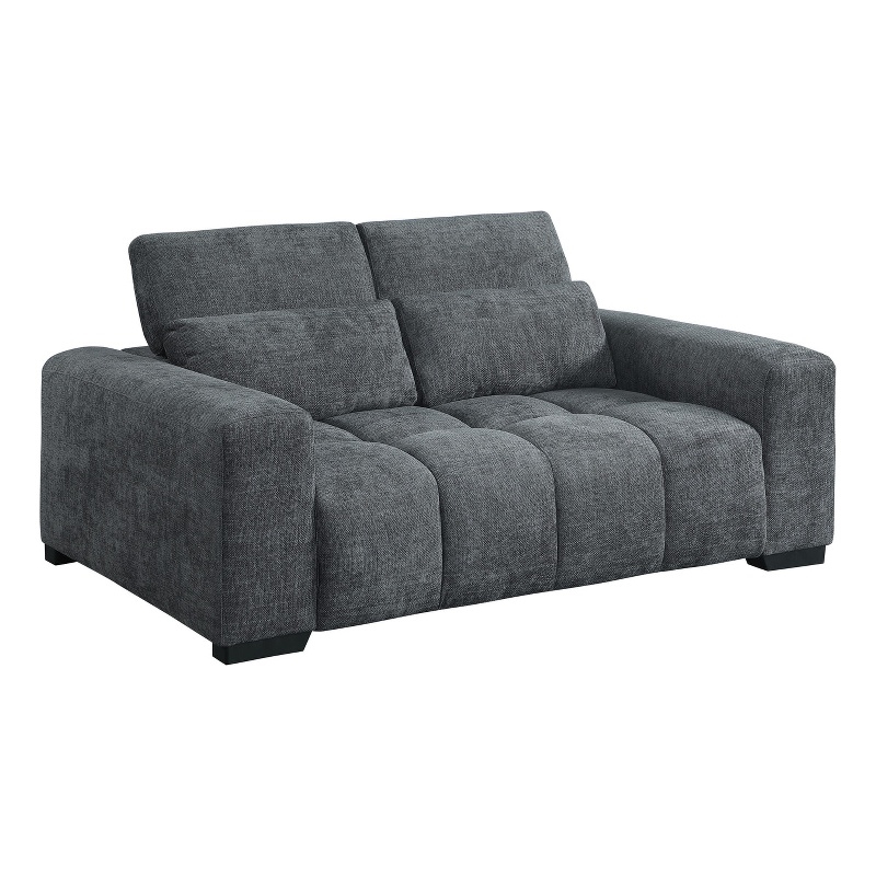 Best Quality Furniture 2 Seater Loveseat in Dark Gray Chenille Fabric