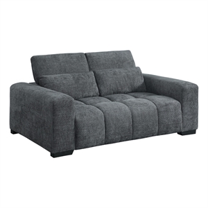 Best Quality Furniture 2 Seater Loveseat in Dark Gray Chenille Fabric