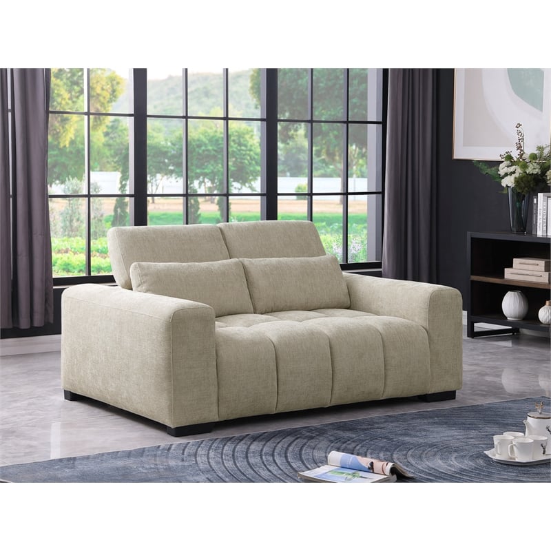 Best Quality Furniture 2 Seater Loveseat in Beige Chenille Fabric