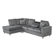 Best Quality Furniture Dark Gray Velvet Corduroy Sectional and Ottoman Set