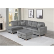 Best Quality Furniture Dark Gray Velvet Corduroy Sectional and Ottoman Set