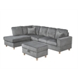 Best Quality Furniture Dark Gray Velvet Corduroy Sectional and Ottoman Set