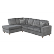 Best Quality Furniture Dark Gray Velvet Corduroy Sectional and Ottoman Set