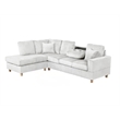 Best Quality Furniture Light Gray Velvet Corduroy Sectional and Ottoman Set