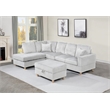 Best Quality Furniture Light Gray Velvet Corduroy Sectional and Ottoman Set