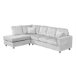 Best Quality Furniture Light Gray Velvet Corduroy Sectional and Ottoman Set