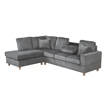 Best Quality Furniture Dark Gray Velvet Corduroy Sectional with Drop Down Table