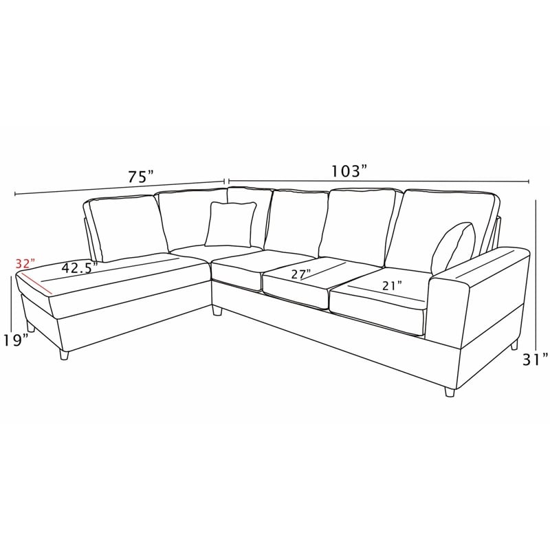 Best Quality Furniture Light Gray Velvet Corduroy Sectional with Drop Down Table