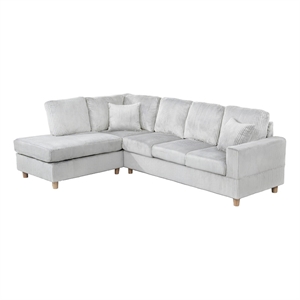 Best Quality Furniture Light Gray Velvet Corduroy Sectional with Drop Down Table