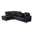 Best Quality Furniture Black Velvet Corduroy Sectional and Storage Ottoman Set