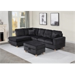 Best Quality Furniture Black Velvet Corduroy Sectional and Storage Ottoman Set