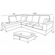 Best Quality Furniture Black Velvet Corduroy Sectional and Storage Ottoman Set