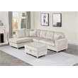 Best Quality Furniture Beige Velvet Corduroy Sectional and Storage Ottoman Set