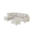 Best Quality Furniture Beige Velvet Corduroy Sectional and Storage Ottoman Set
