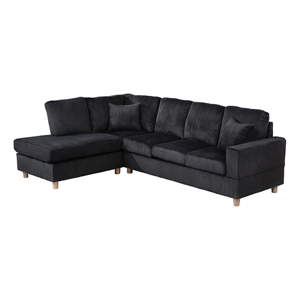 Best Quality Furniture Black Velvet Corduroy Sectional with Drop Down Table