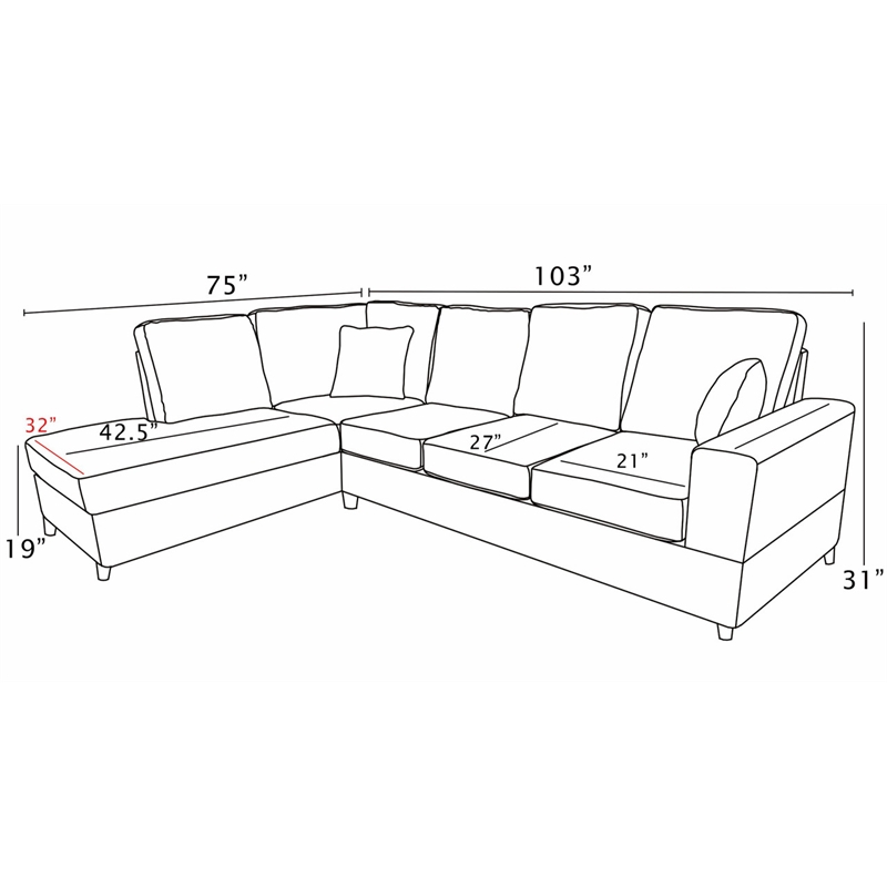 Best Quality Furniture Beige Velvet Corduroy Sectional with Drop Down Table